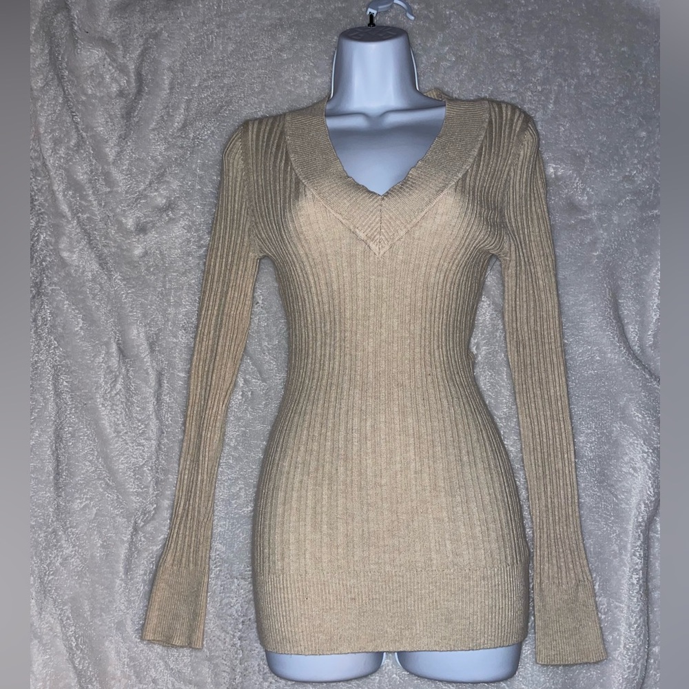 Cream soft v neck sweater